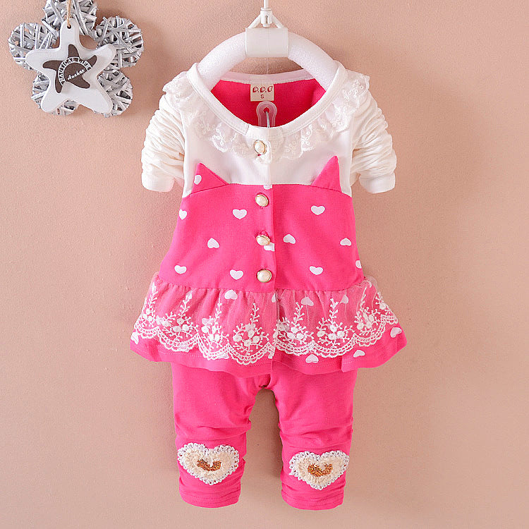 Spring New Girl Suit Fashion Children's Hakama Suit Cartoon Long-sleeved Children's Clothing