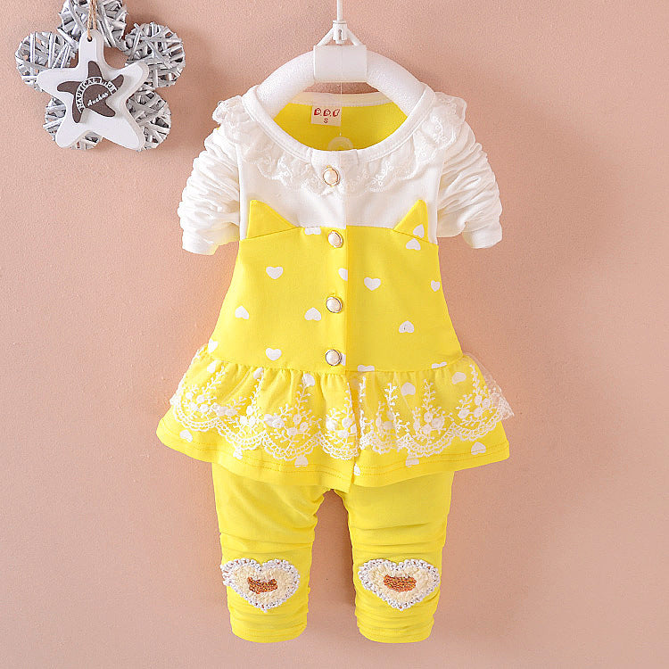 Spring New Girl Suit Fashion Children's Hakama Suit Cartoon Long-sleeved Children's Clothing