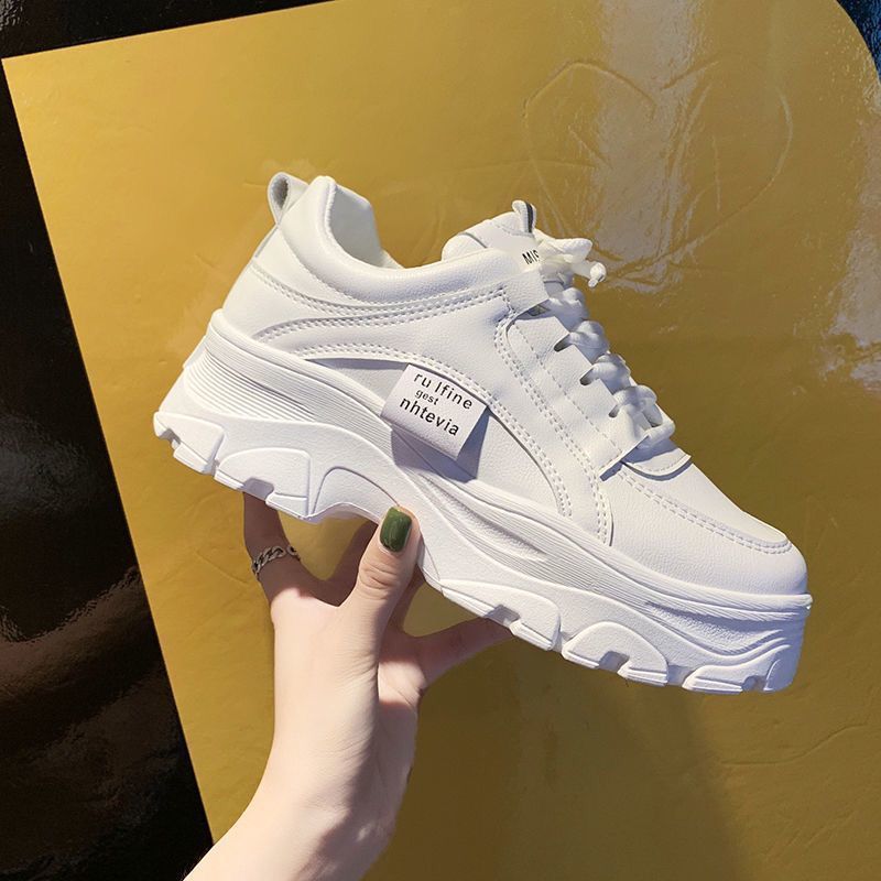 Women's New Year Spring and Autumn Thick Under Summer Breathable Mesh Small White Shoes