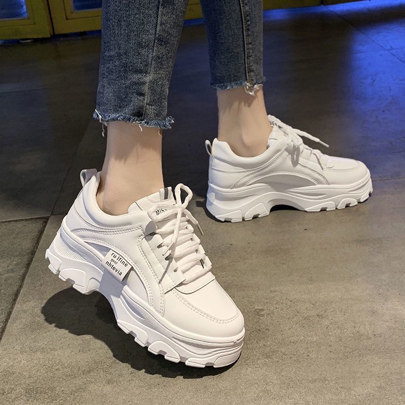 Women's New Year Spring and Autumn Thick Under Summer Breathable Mesh Small White Shoes