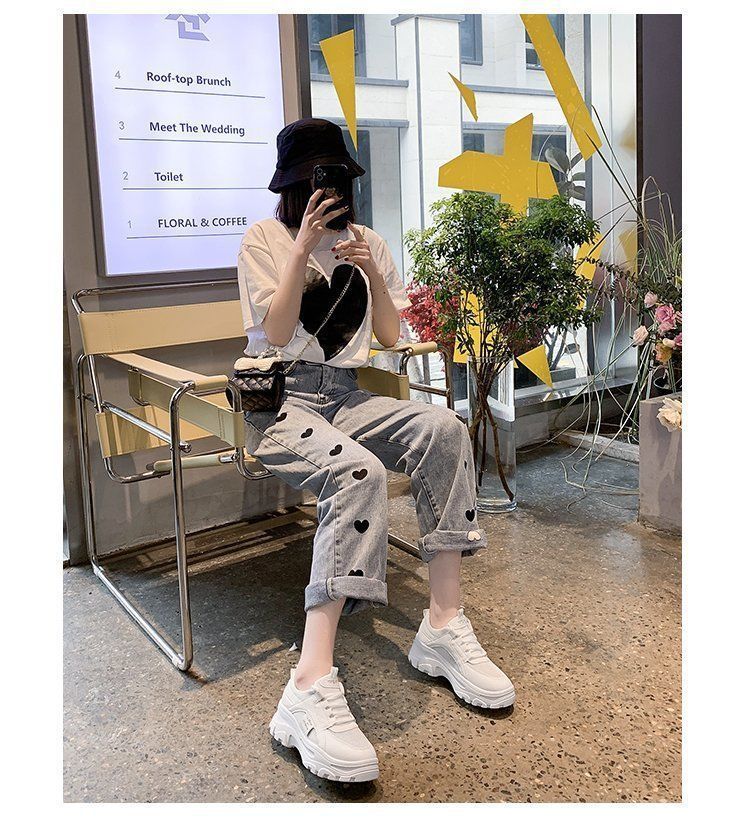 Women's New Year Spring and Autumn Thick Under Summer Breathable Mesh Small White Shoes