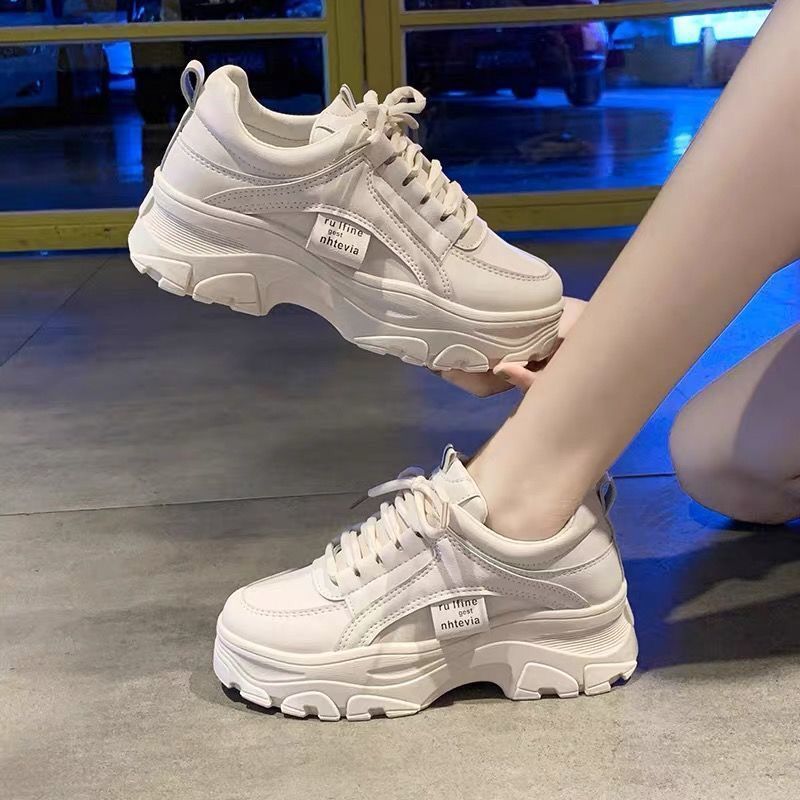 Women's New Year Spring and Autumn Thick Under Summer Breathable Mesh Small White Shoes