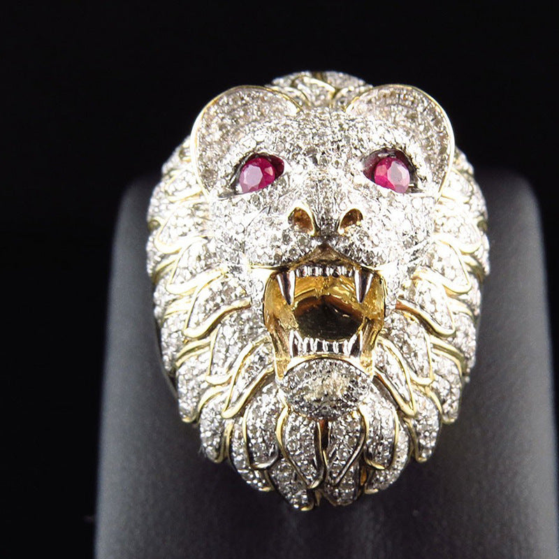 Milangirl New Creative Lion Head Punk Lyx Ringar För Män Party Club Mode Gothic Championship Ringar Smycken