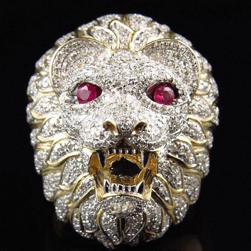 Milangirl New Creative Lion Head Punk Lyx Ringar För Män Party Club Mode Gothic Championship Ringar Smycken