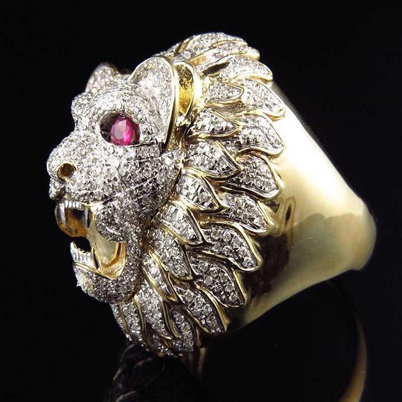 Milangirl New Creative Lion Head Punk Lyx Ringar För Män Party Club Mode Gothic Championship Ringar Smycken