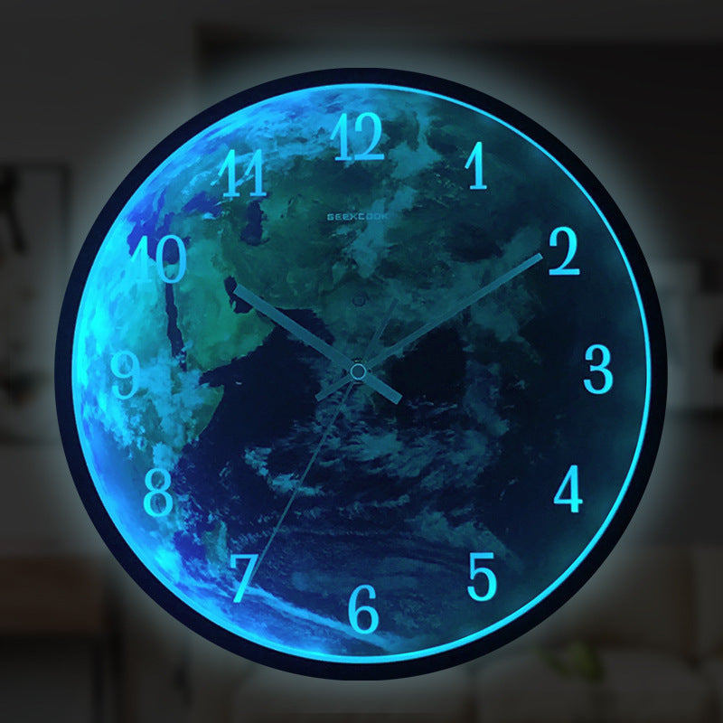 Voice Activated LED Night Light Wall Clock - Creative Luminous Clock