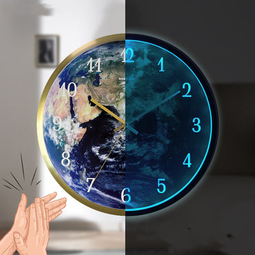 Voice Activated LED Night Light Wall Clock - Creative Luminous Clock