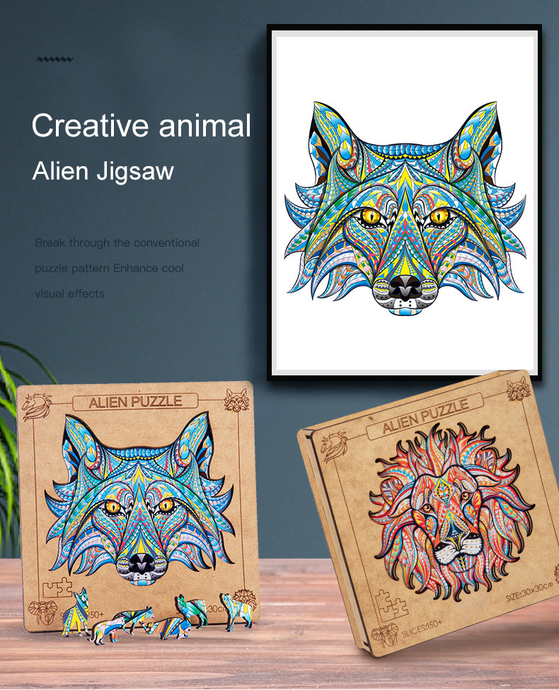 Wood Lion Wolf High Difficulty Creative Irregular Animal Alien Puzzle