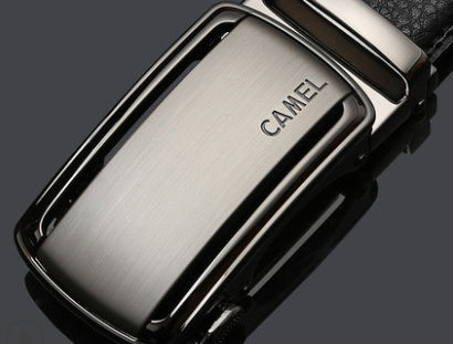 Men's Camel Leather Automatic Buckle Cowhide Casual Trouser Belt - Desert Sophistication