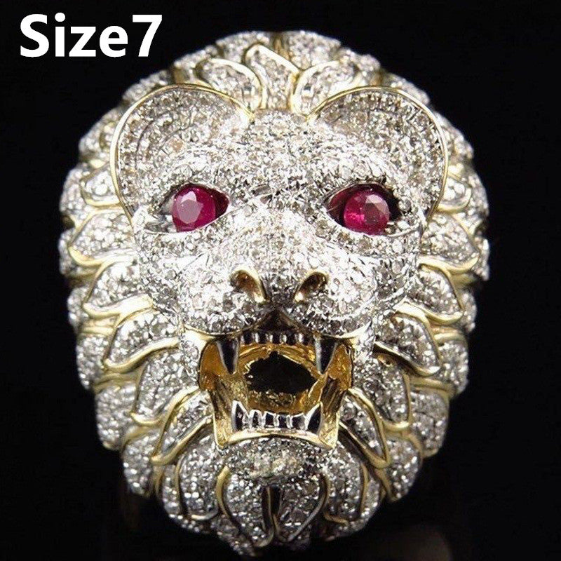 Milangirl New Creative Lion Head Punk Lyx Ringar För Män Party Club Mode Gothic Championship Ringar Smycken