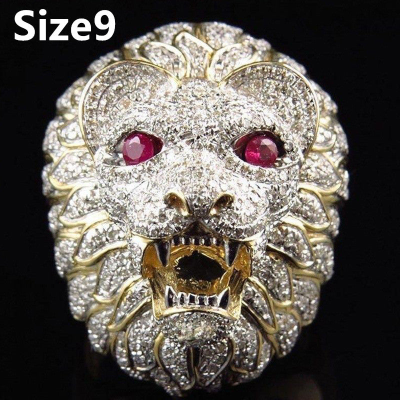 Milangirl New Creative Lion Head Punk Lyx Ringar För Män Party Club Mode Gothic Championship Ringar Smycken