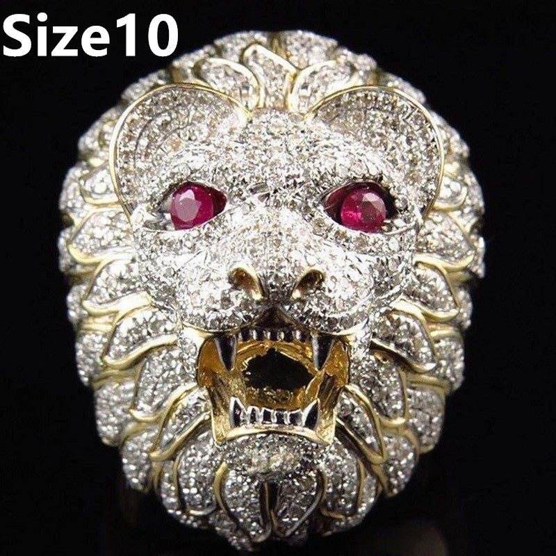 Milangirl New Creative Lion Head Punk Lyx Ringar För Män Party Club Mode Gothic Championship Ringar Smycken