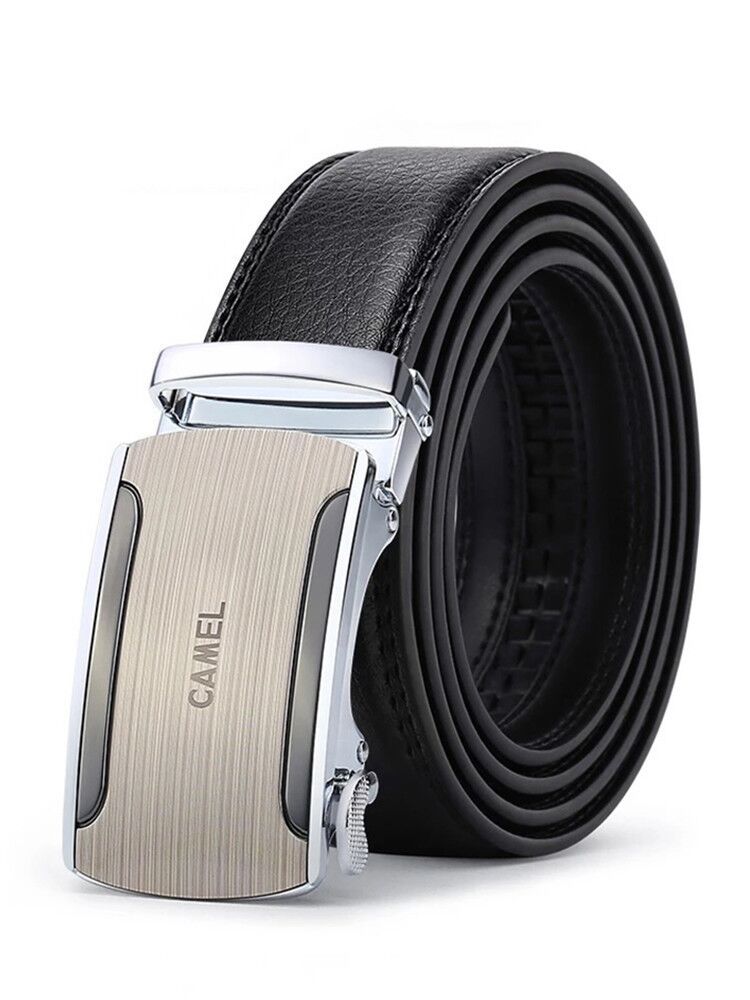 Men's Camel Leather Automatic Buckle Cowhide Casual Trouser Belt - Desert Sophistication