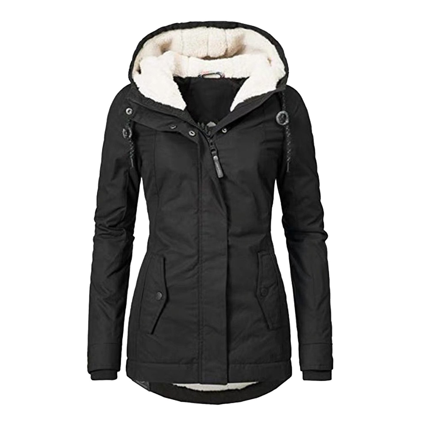Hot Style damer longmade blixtlås Pocket vandrade jacka