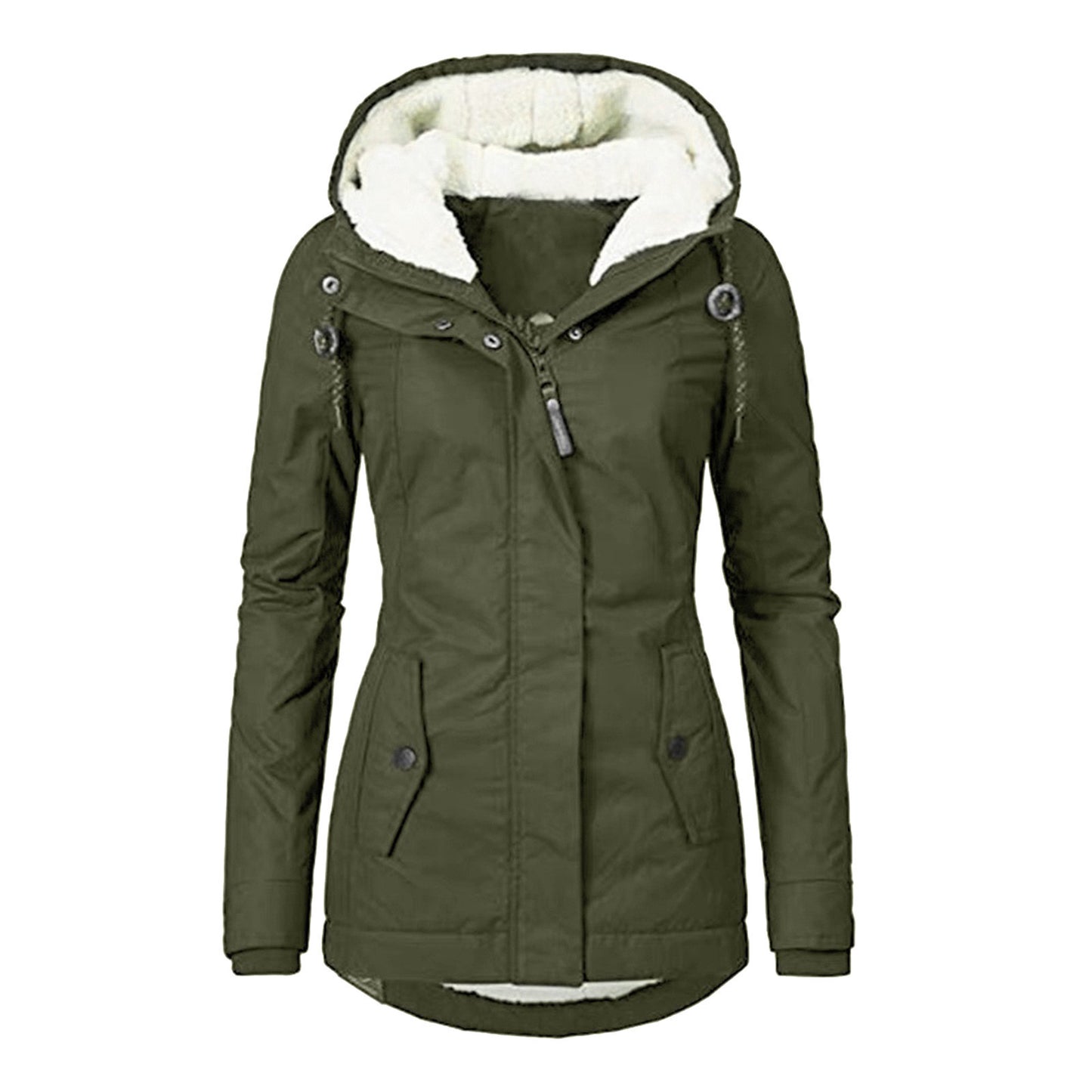 Hot Style damer longmade blixtlås Pocket vandrade jacka