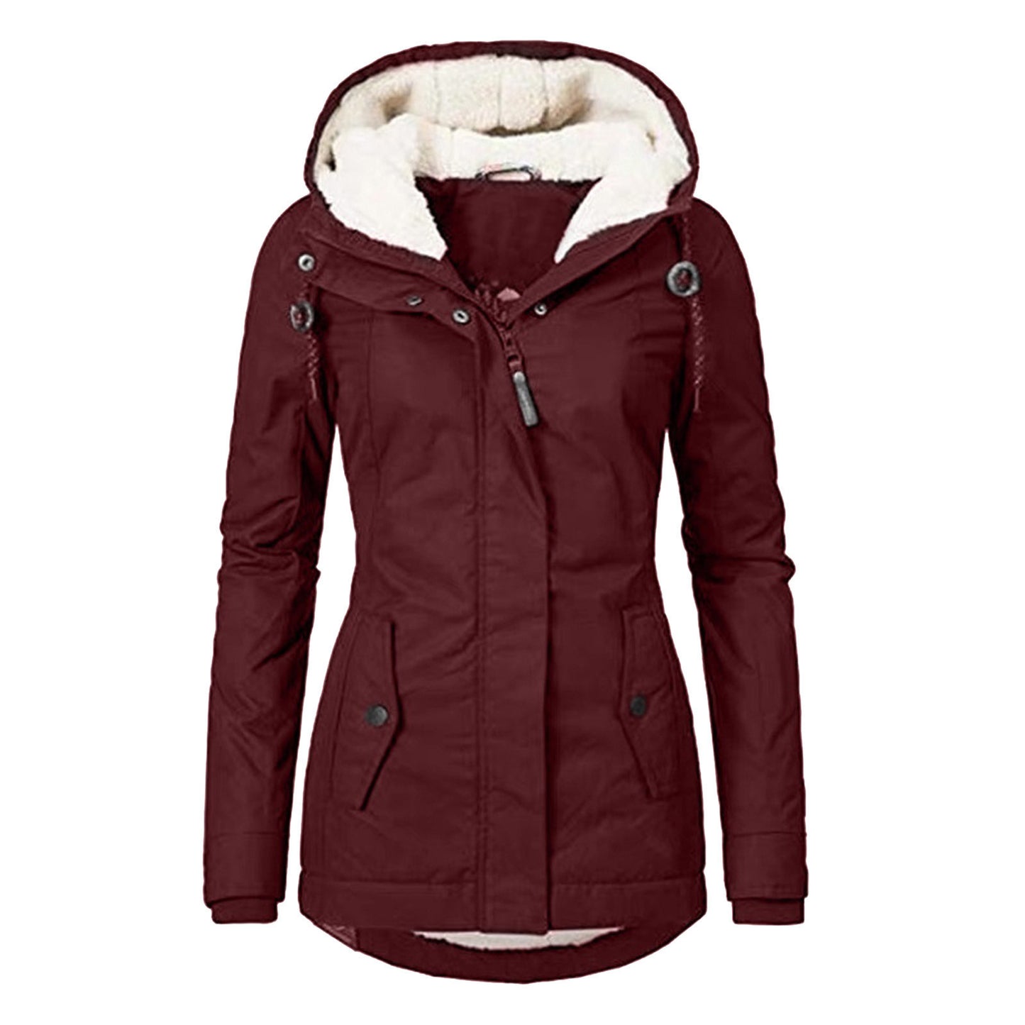 Hot Style damer longmade blixtlås Pocket vandrade jacka