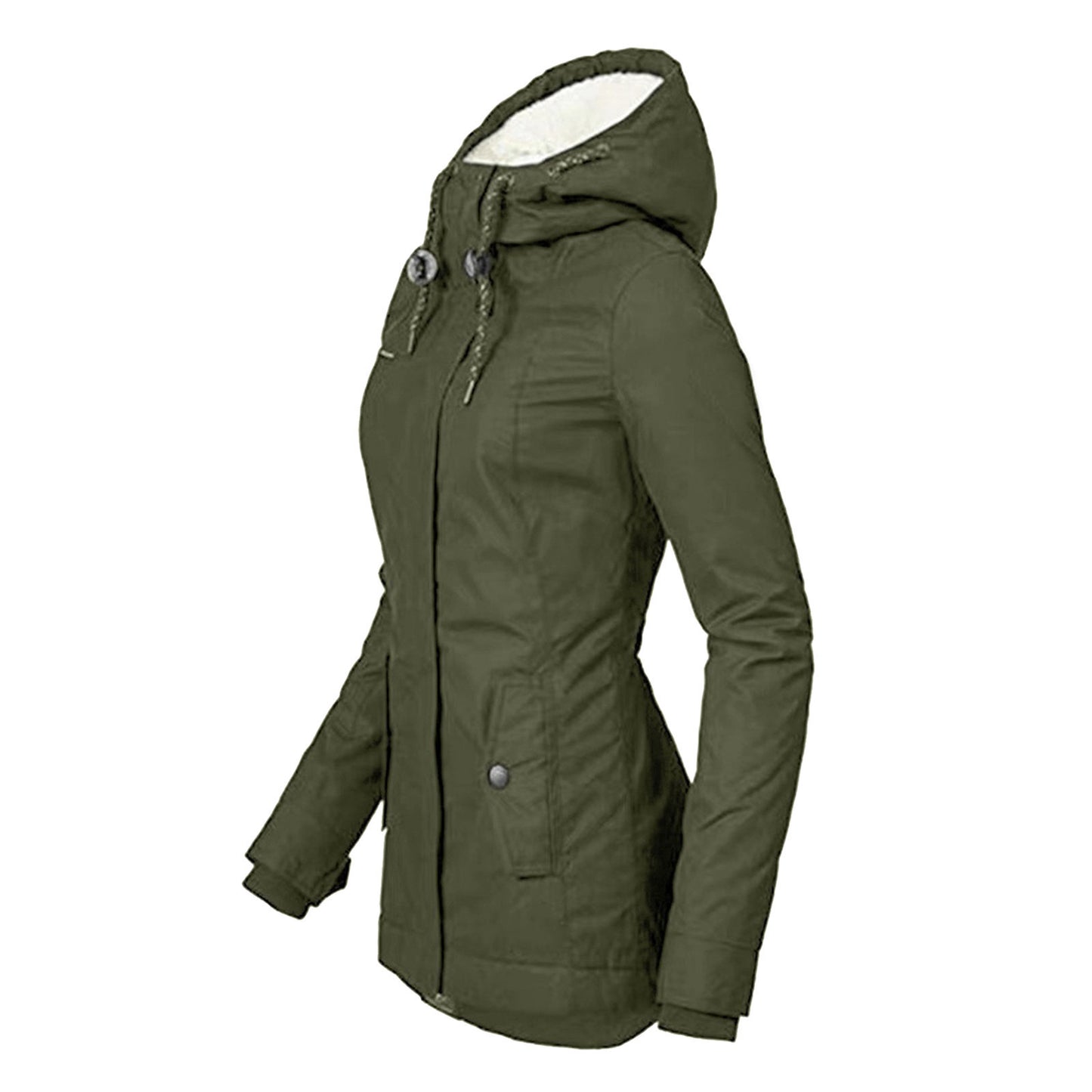 Hot Style damer longmade blixtlås Pocket vandrade jacka
