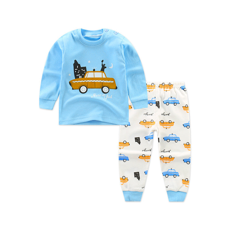 Vêtements d'automne pour enfants, pantalon à manches longues, costume 21 printemps, nouveaux sous-vêtements pour enfants à manches longues, sous-vêtements avec boucle d'épaule, col haut, sous-vêtements en coton pour la maison
