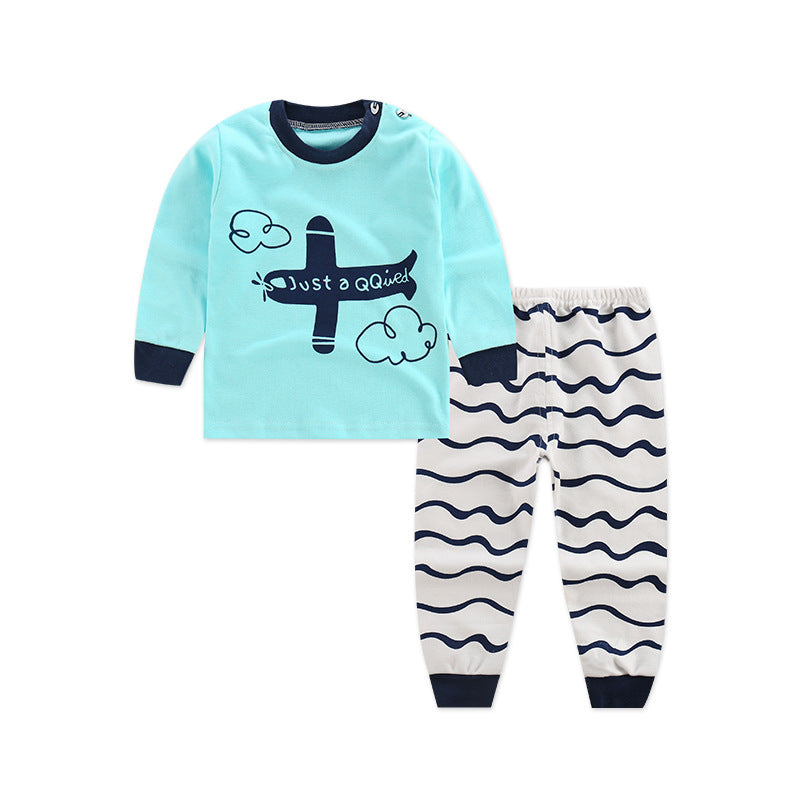 Vêtements d'automne pour enfants, pantalon à manches longues, costume 21 printemps, nouveaux sous-vêtements pour enfants à manches longues, sous-vêtements avec boucle d'épaule, col haut, sous-vêtements en coton pour la maison