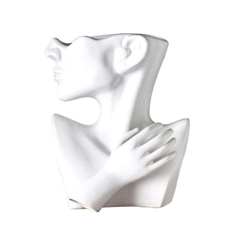Vase de Portrait créatif de Style nordique moderne, Vases à fleurs à tête humaine, ornements décoratifs en résine, décor artistique de fleurs pour la maison