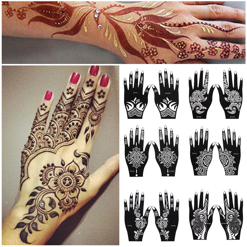 Hand Tattoo Decal Stencils - Plant Design