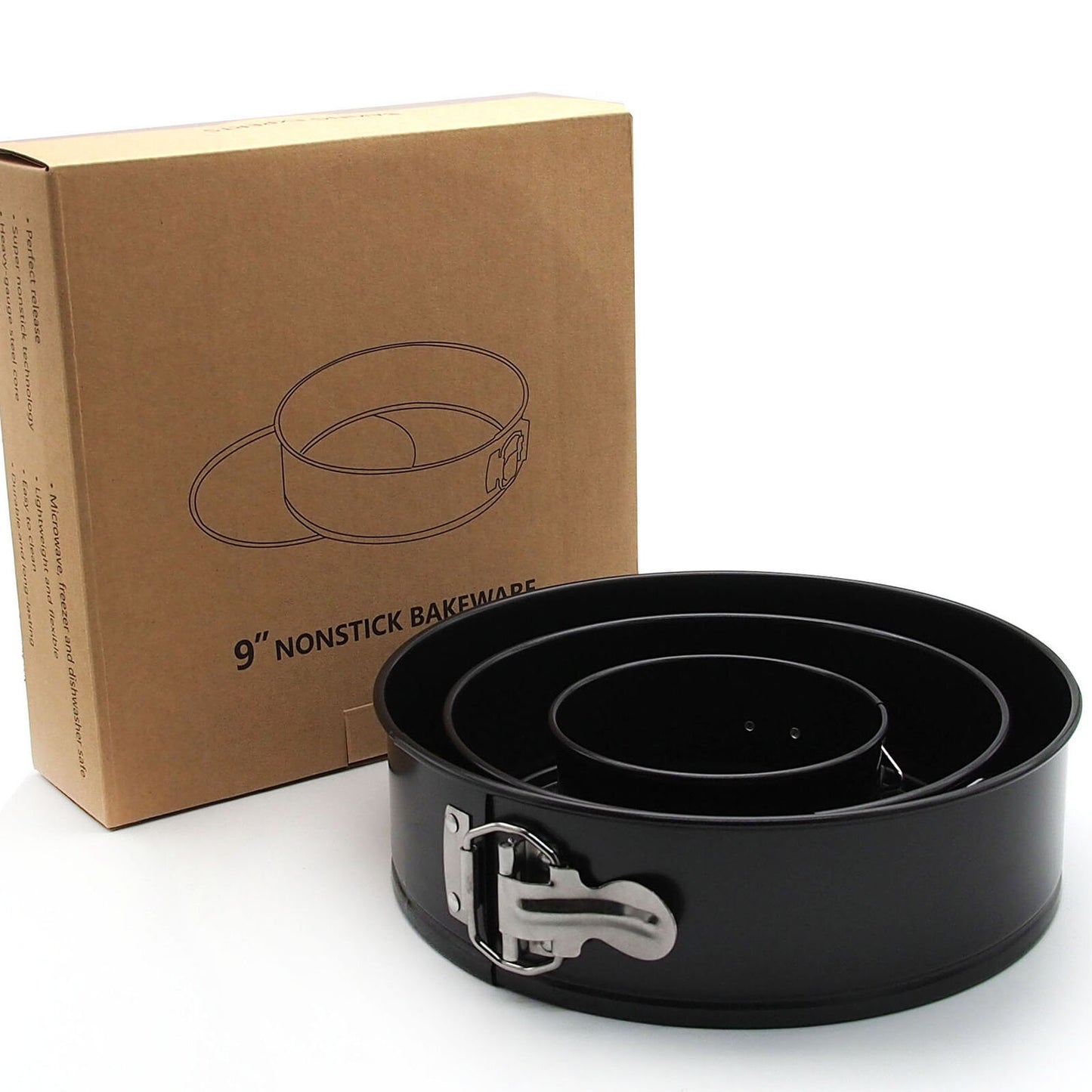 Moule à gâteau antiadhésif, ensemble de 3 pièces, plateau de cuisson, forme à ressort, ustensiles de cuisson ronds