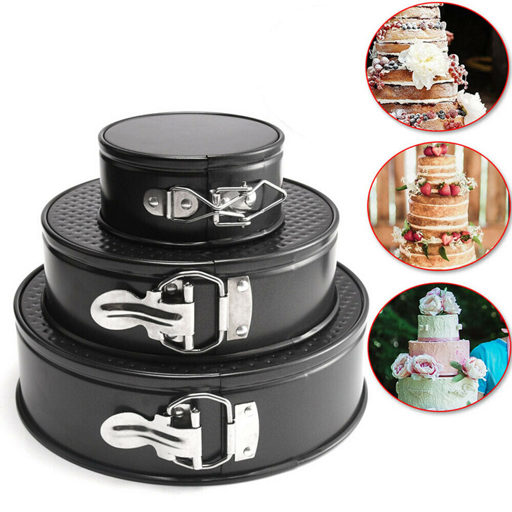 Moule à gâteau antiadhésif, ensemble de 3 pièces, plateau de cuisson, forme à ressort, ustensiles de cuisson ronds