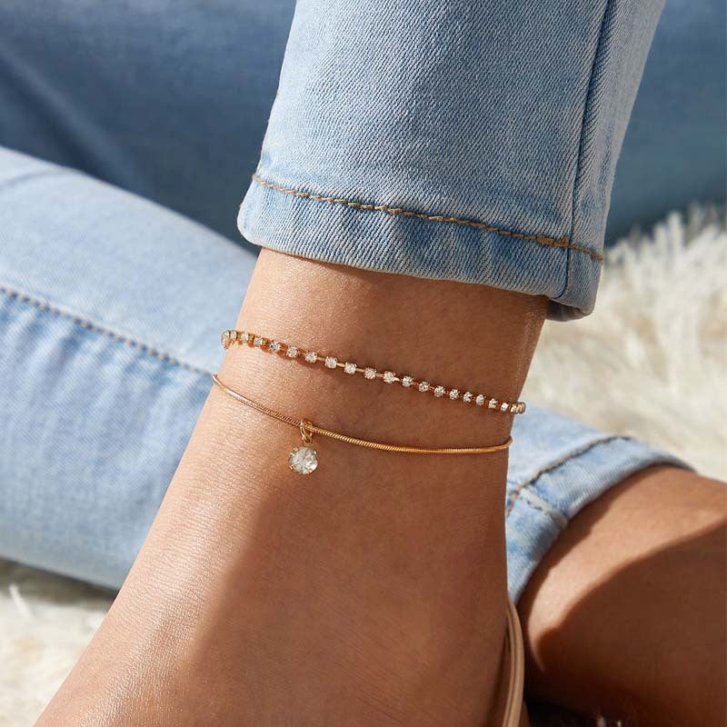 LETAPI Bohemian Beads ankelband för kvinnor Boho Cubic Zirconia ankel ankel armband på ben ankel smycken