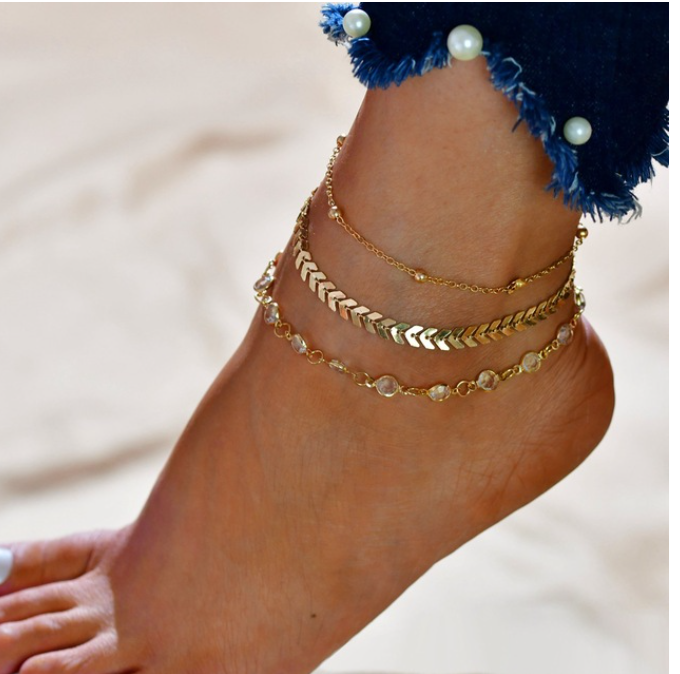 LETAPI Bohemian Beads ankelband för kvinnor Boho Cubic Zirconia ankel ankel armband på ben ankel smycken
