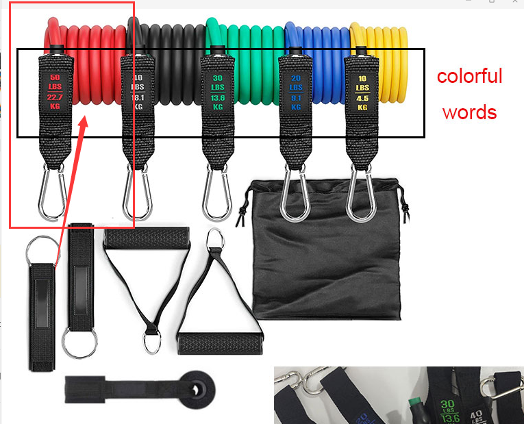 Professional Fitness Rally Elastic Rope - TPE Resistance Band System (5 Bands, 10-30 lbs, 11-Piece Complete Set)