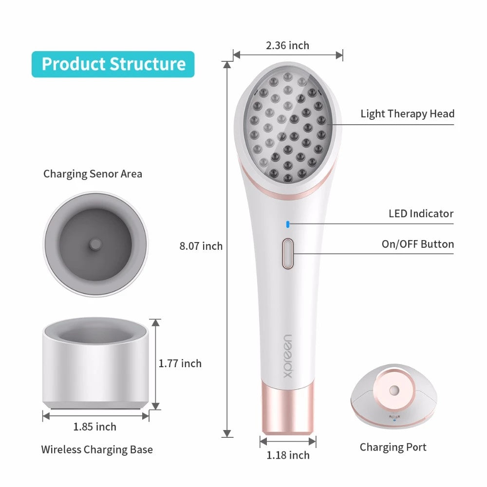 Acne Light Therapy Device - Wireless Rechargeable Blue & Red Light Treatment
