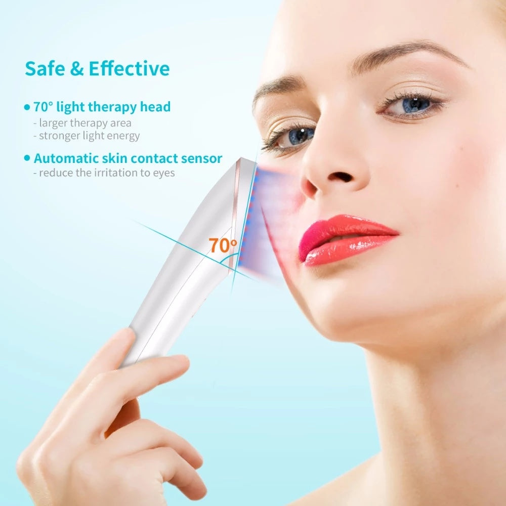 Acne Light Therapy Device - Wireless Rechargeable Blue & Red Light Treatment