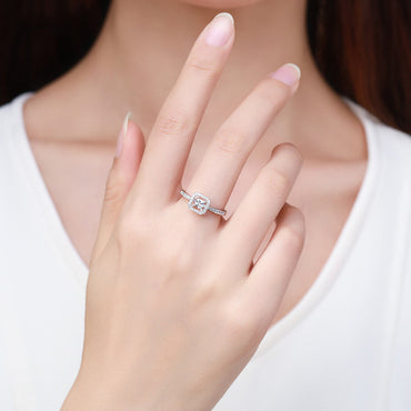 Bague en argent Sterling pour femme, carrée, creuse, populaire, bague féminine