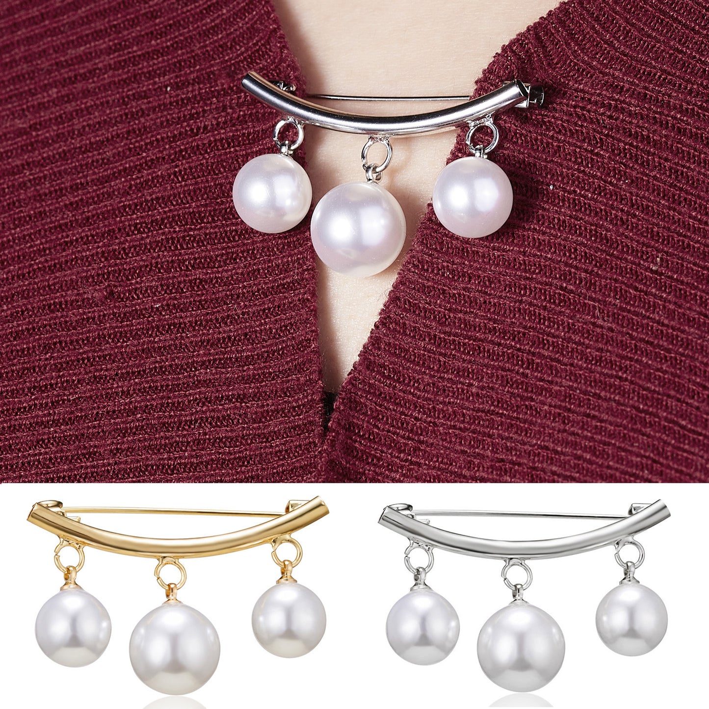 Creative New Pearl Horizontal Large Brooch