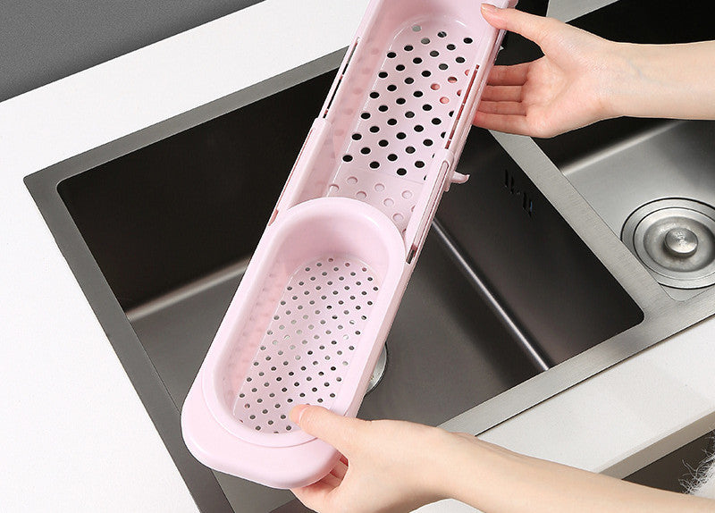 Telescopic Sink Rack Soap Sponge Holder Kitchen Dish Organizer Adjustable Basin Drainer Rack Storage Basket Kitchen Accessories