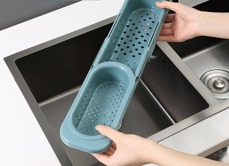 Telescopic Sink Rack Soap Sponge Holder Kitchen Dish Organizer Adjustable Basin Drainer Rack Storage Basket Kitchen Accessories
