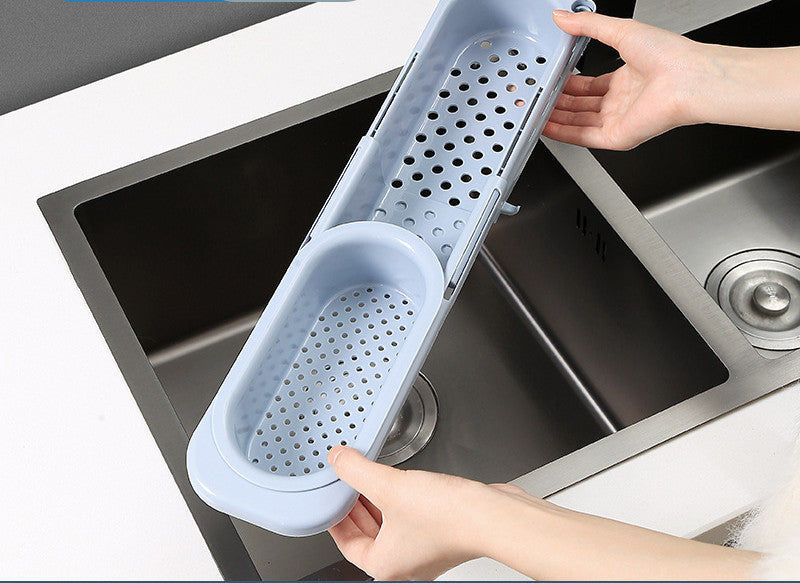 Telescopic Sink Rack Soap Sponge Holder Kitchen Dish Organizer Adjustable Basin Drainer Rack Storage Basket Kitchen Accessories