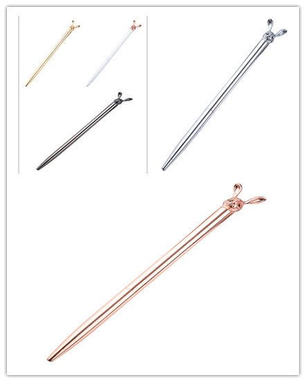 Nytt koreanskt mode söt kanin metallpenna metall kulspetspenna Custom roterande metall penna kulspetspenna