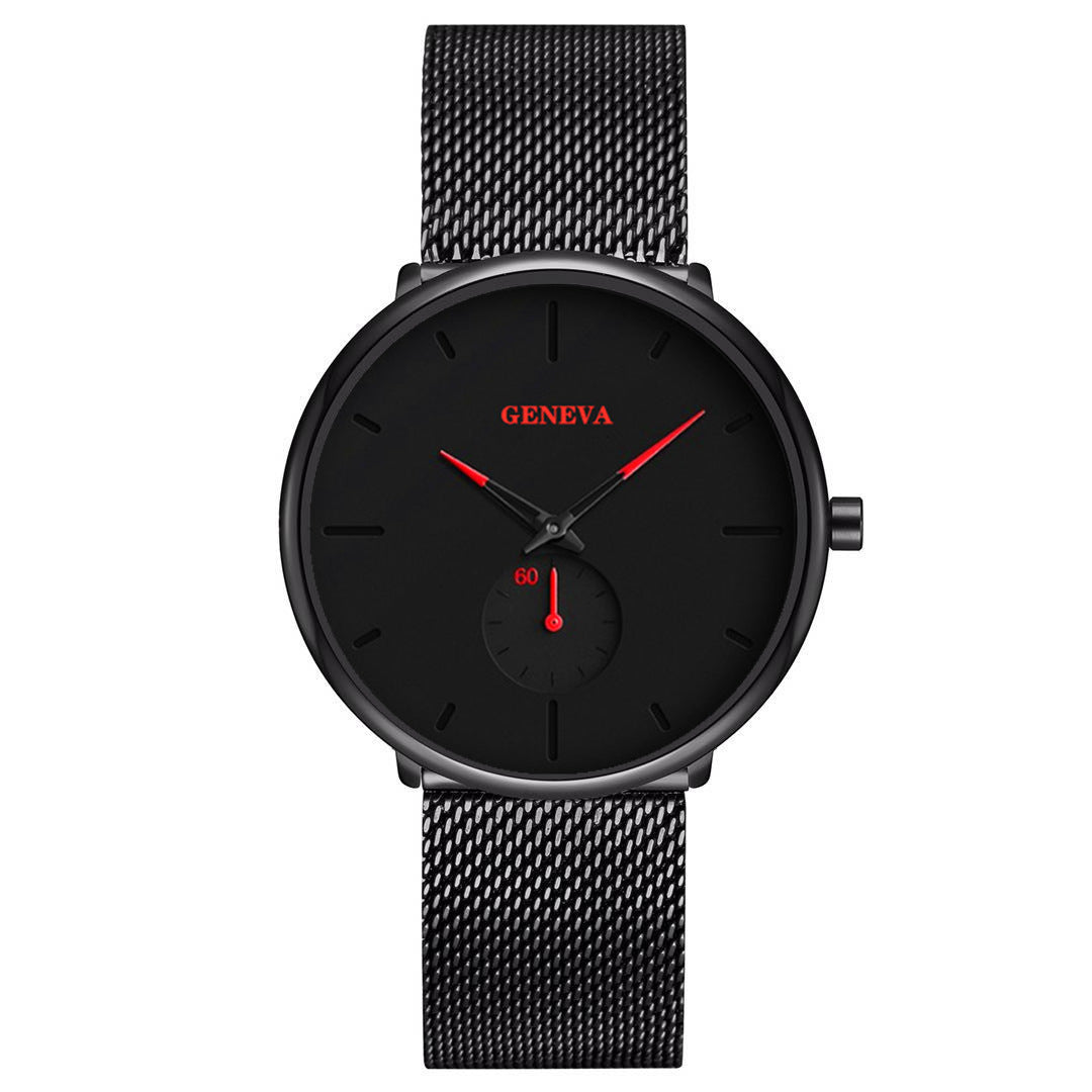 Mode Casual Geneva Herrklocka Quartz Rostfritt stål Märke Armbandsur Analoga klockor Handled