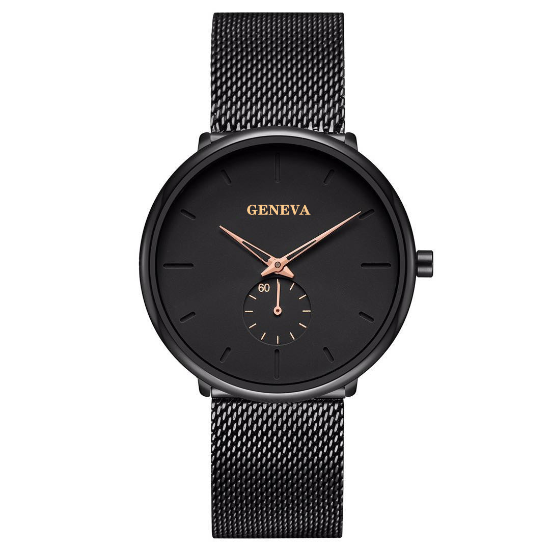 Mode Casual Geneva Herrklocka Quartz Rostfritt stål Märke Armbandsur Analoga klockor Handled