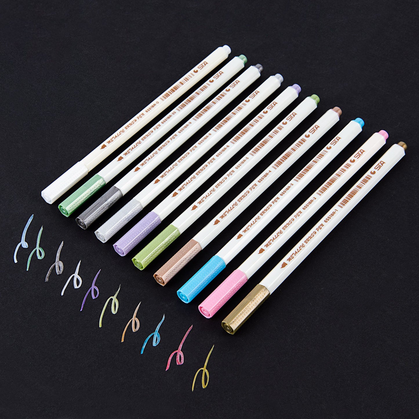 STA 10 Colors Metallic Marker Pen Set DIY Scrapbooking Crafts Card Making Brush Round Head Art Pen For Drawing