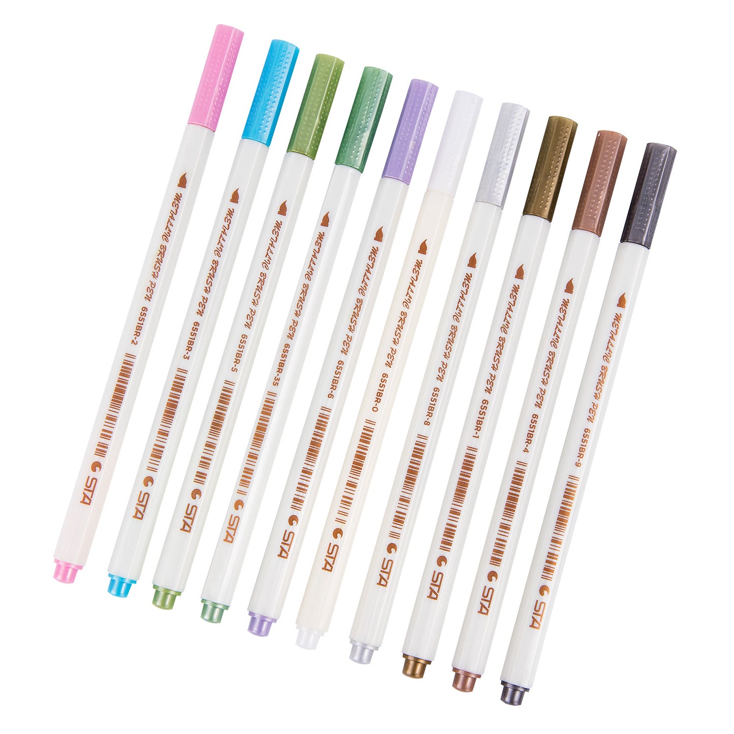 STA 10 Colors Metallic Marker Pen Set DIY Scrapbooking Crafts Card Making Brush Round Head Art Pen For Drawing