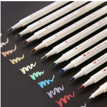 STA 10 Colors Metallic Marker Pen Set DIY Scrapbooking Crafts Card Making Brush Round Head Art Pen For Drawing