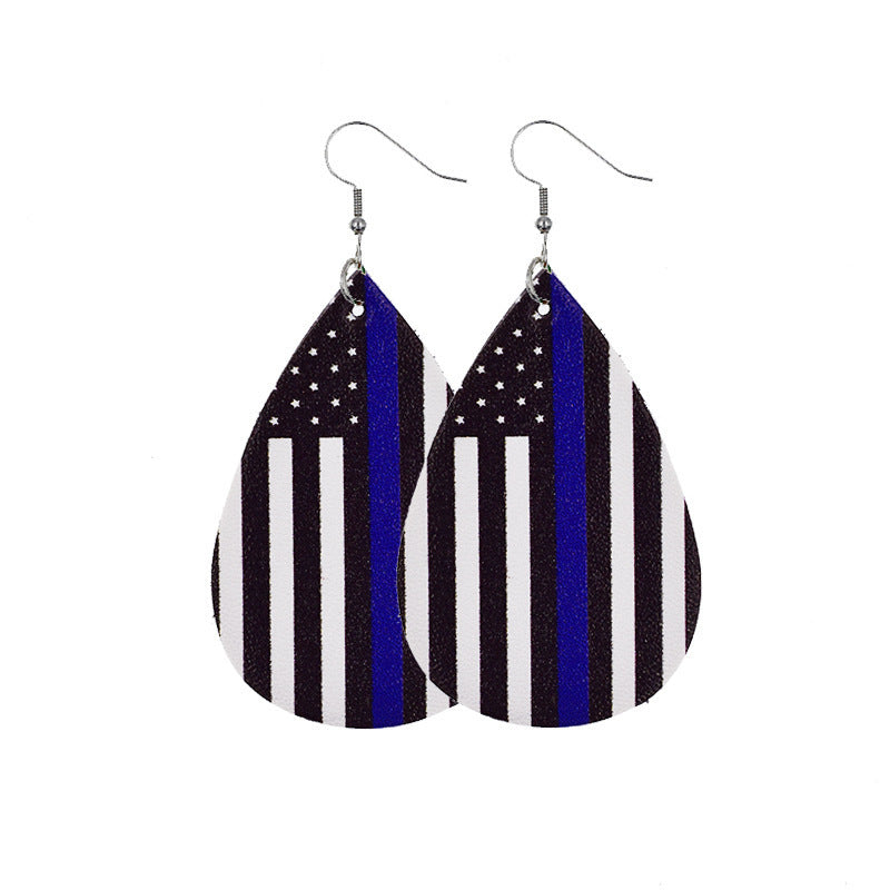 Independence Day Leather Earrings AliExpress Hot Flag Leather Earrings Factory Direct Sales