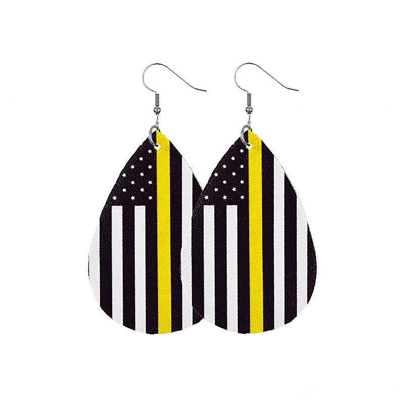Independence Day Leather Earrings AliExpress Hot Flag Leather Earrings Factory Direct Sales
