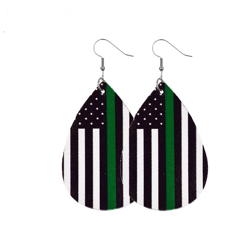 Independence Day Leather Earrings AliExpress Hot Flag Leather Earrings Factory Direct Sales