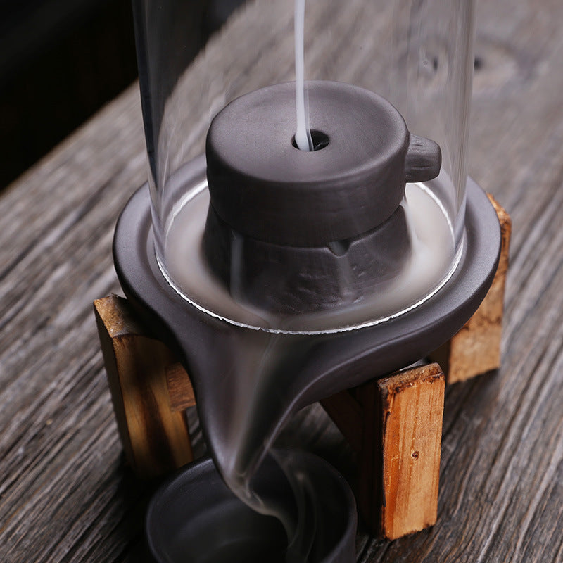 Brûleur d'encens en céramique fait à la main, cascade de fumée, brûleur d'encens à reflux, décor de salon, porte-encens, décoration Feng Shui