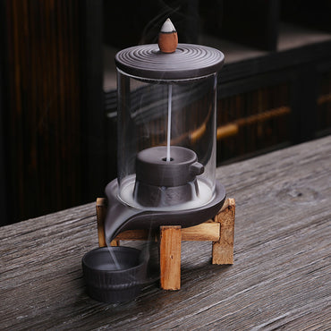 Brûleur d'encens en céramique fait à la main, cascade de fumée, brûleur d'encens à reflux, décor de salon, porte-encens, décoration Feng Shui