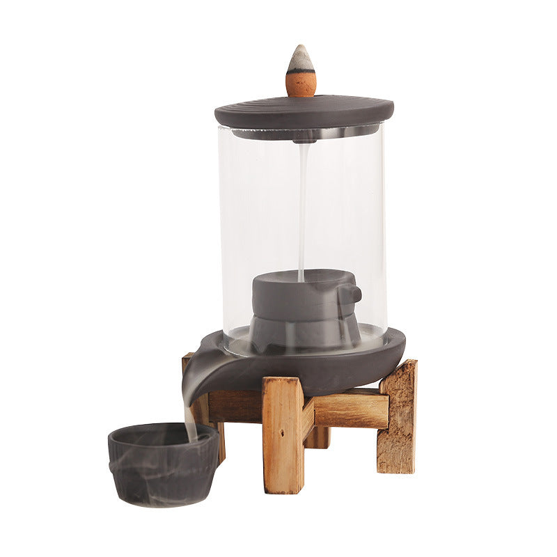 Brûleur d'encens en céramique fait à la main, cascade de fumée, brûleur d'encens à reflux, décor de salon, porte-encens, décoration Feng Shui
