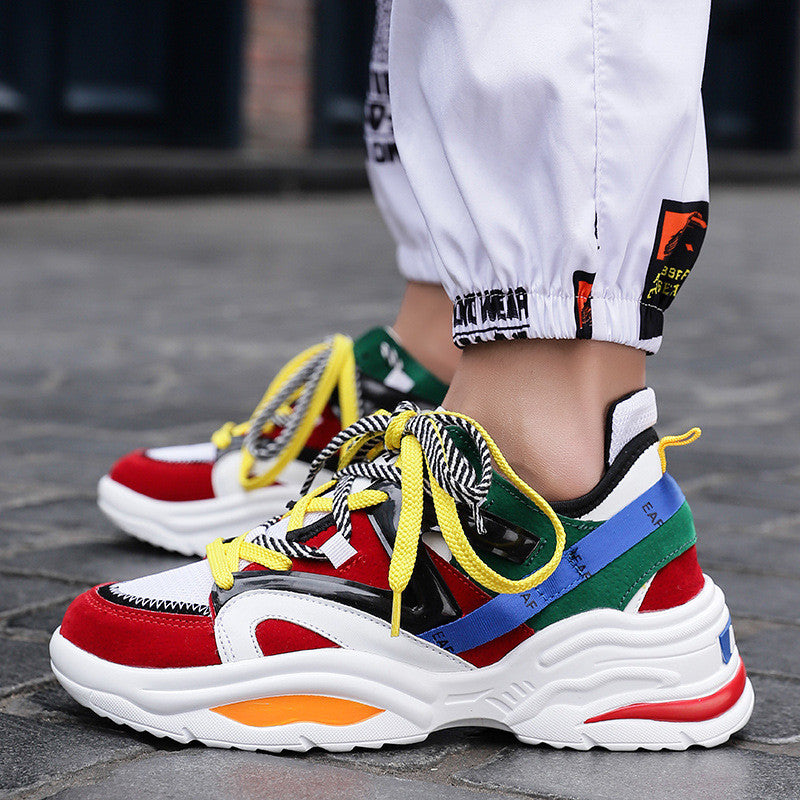 Chaussures respirantes pour hommes et femmes, chaussures de papa pour couples, chaussures de sport augmentées de Style coréen